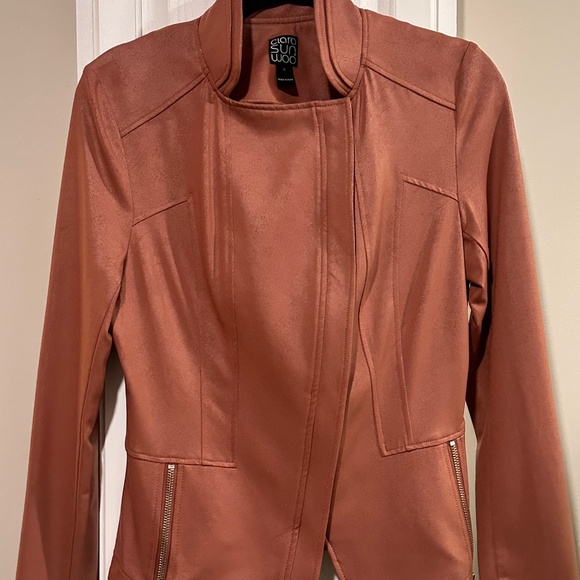 Clara Sunwoo Liquid Leather Signature Jacket Tan - Size Small - Picture 2 of 4